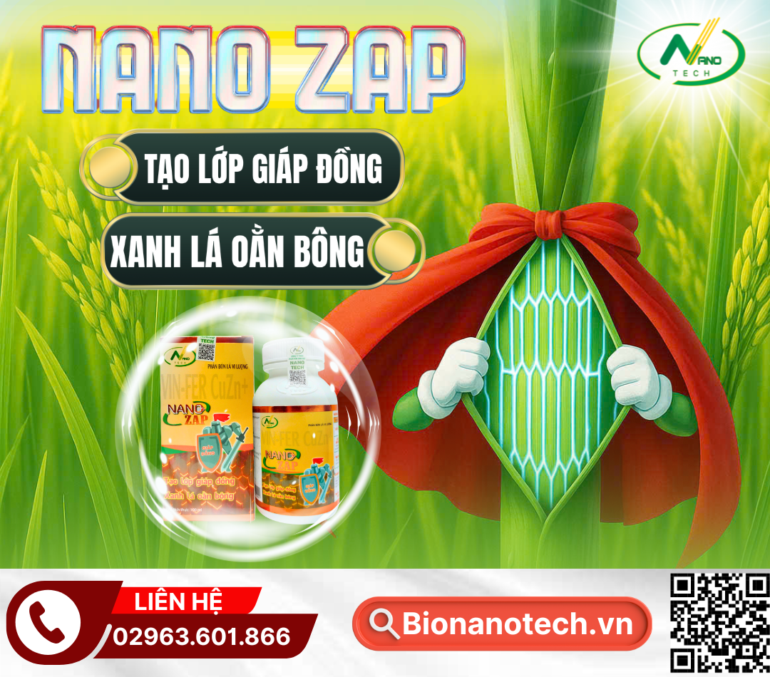 NANO ZAP - TẠO LỚP GIÁP ĐỒNG, XANH LÁ OẰN BÔNG